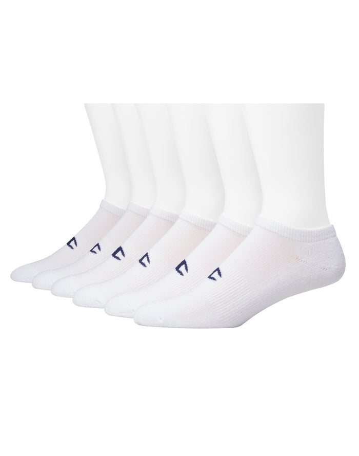 Champion Herre Sokker Hvide - No-Show Extended Sizes 6-Pairs - Danmark GUC-961725